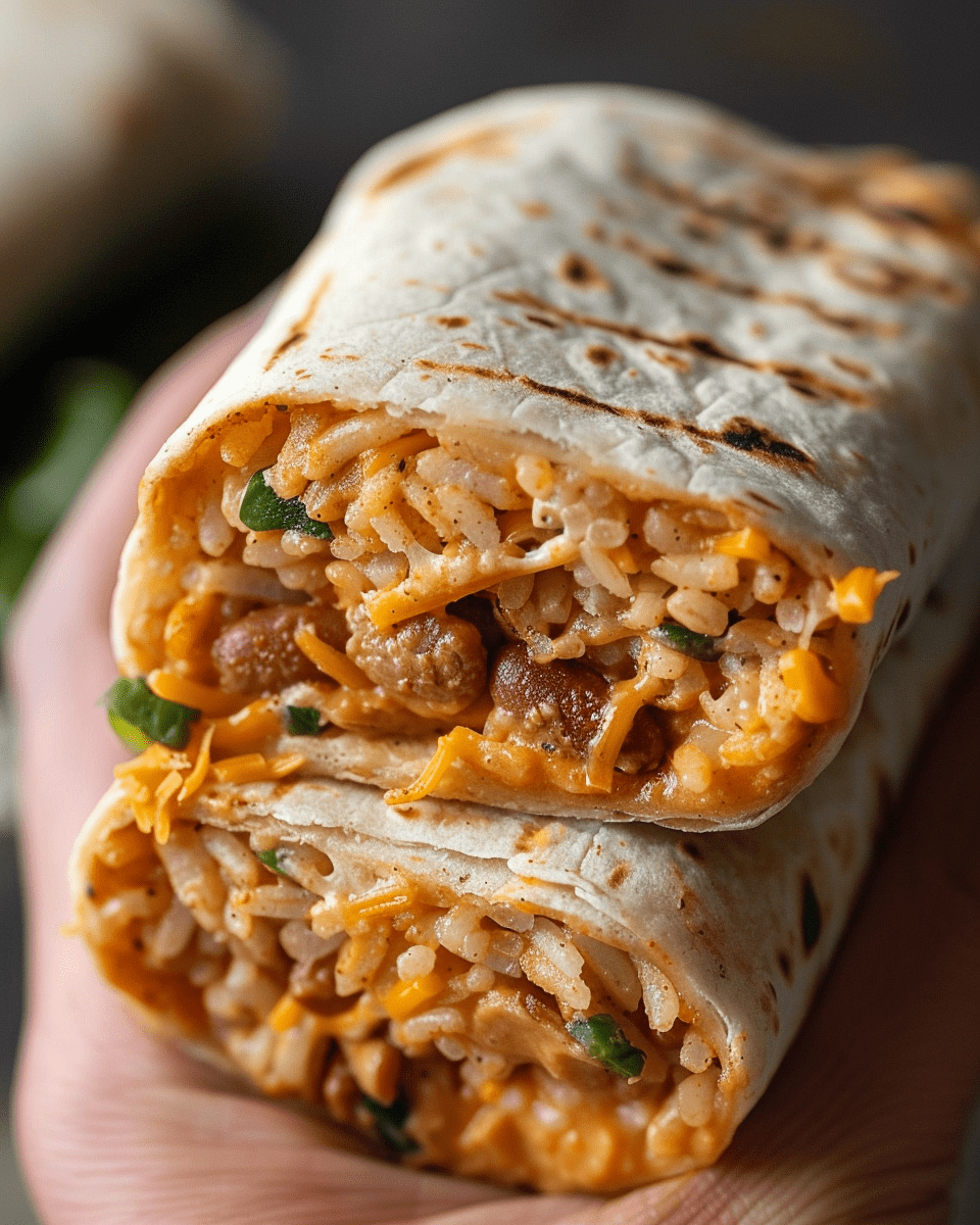 Cheesy Bean and Rice Burrito